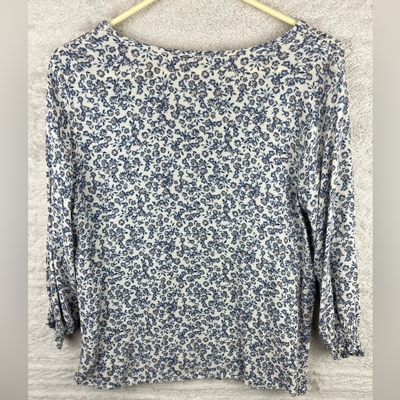 CYNTHIA ROWLEY Blouse Cottagecore Blue Floral Ditzy Top Medium - Picture 9 of 15